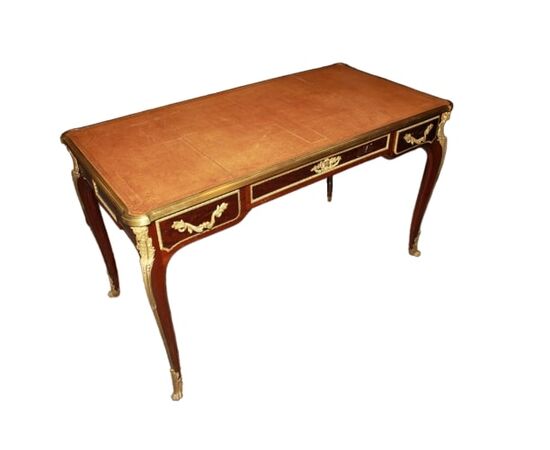 French desk, François Linke school, Louis XV style in mahogany wood