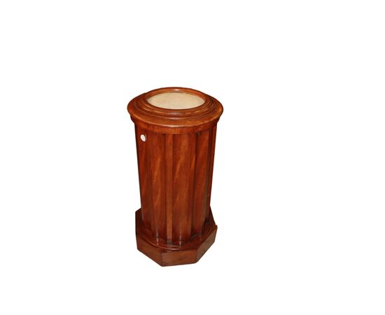 1800s French Column Bedside Table with Marble