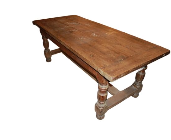 Large rustic French walnut table from the early 1900s