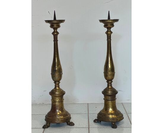 Pair of Empire candlesticks. 19th century H 63 cm