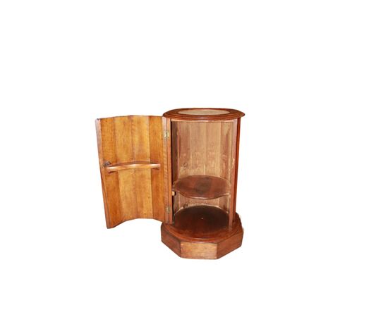 French 1800s Mahogany Column Bedside Cabinet with Marble