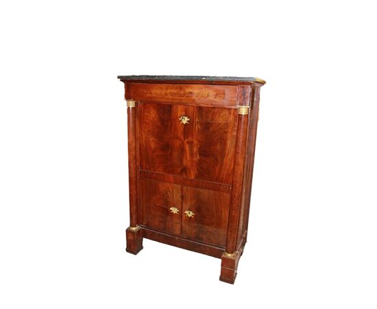 19th century Empire style mahogany feather secretaire with doors