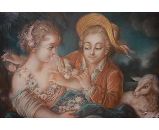 French pastel from the second half of the 1800s depicting characters.