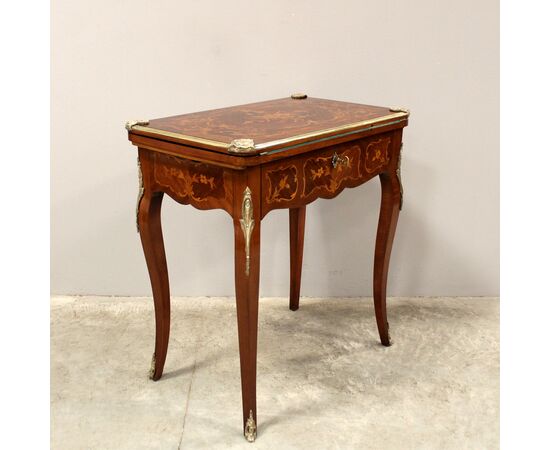 Antique Napoleon III inlaid game/writing table - 19th century