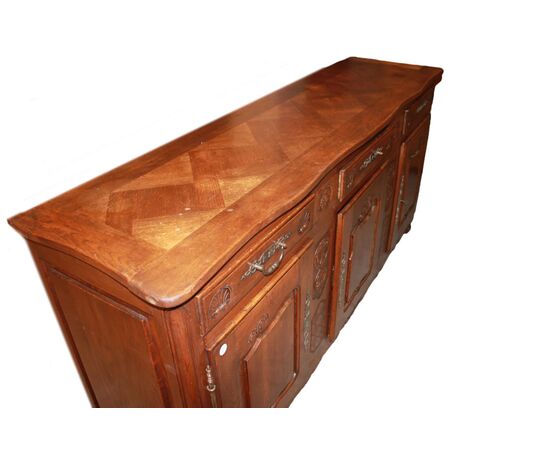 Large late 1800s Provençal sideboard with 3 doors in oak wood