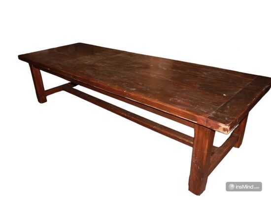 Large Rustic Walnut Wood Table from the Early 1900s