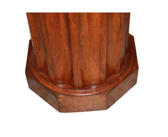 French 1800s Mahogany Column Bedside Cabinet with Marble