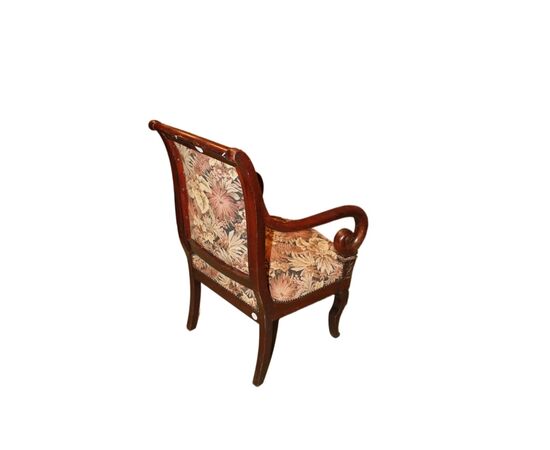 French Directoire Style Armchair from the 1800s with Sanderson floral fabric