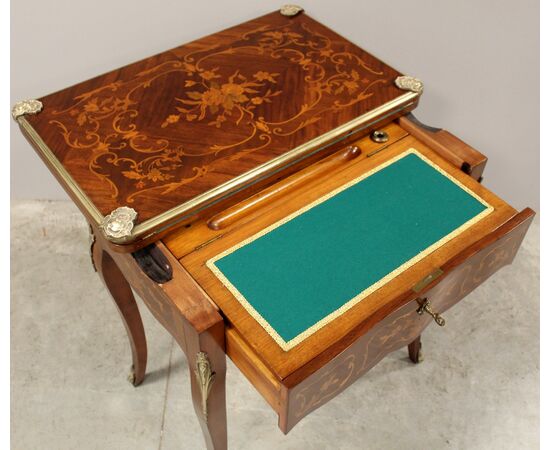 Antique Napoleon III inlaid game/writing table - 19th century