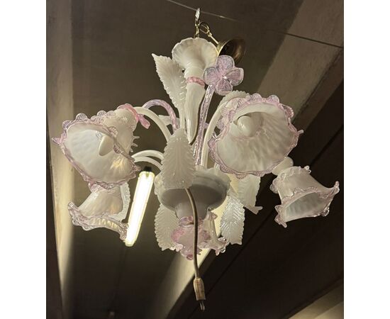 LAMP248 - Elegante lampadario in vetro di Murano, epoca '8/'900, misure diametro cm 80 x H 90