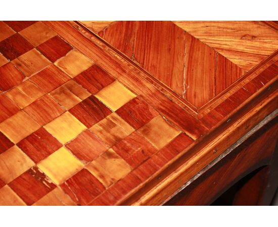 Early 1800s French Louis XV style game table with inlaid chessboard