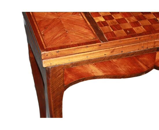Early 1800s French Louis XV style game table with inlaid chessboard