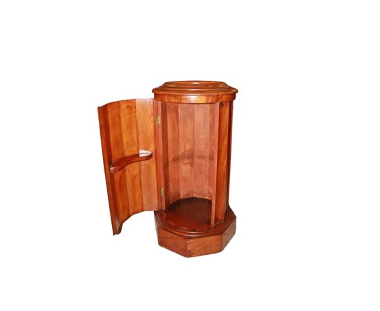 1800s French Column Bedside Table with Marble