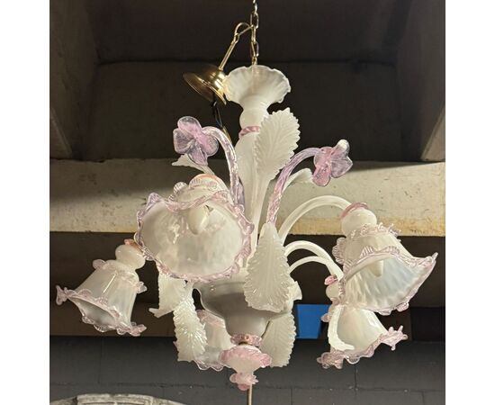 LAMP248 - Elegante lampadario in vetro di Murano, epoca '8/'900, misure diametro cm 80 x H 90