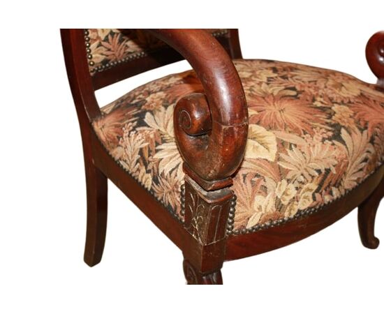 French Directoire Style Armchair from the 1800s with Sanderson floral fabric