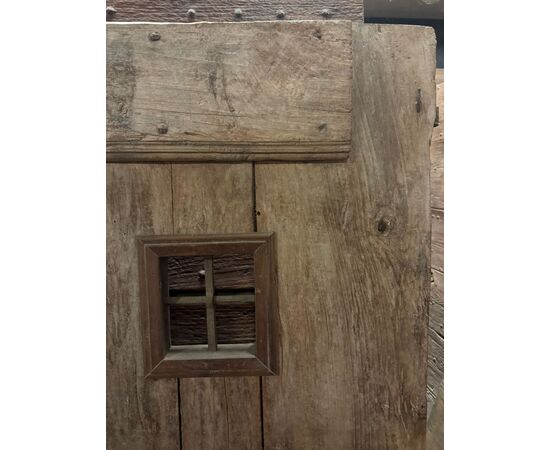 PTIR478 - Antique rustic walnut wood door, 19th century, dimensions cm W 79 x H 193