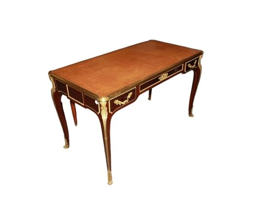 French desk, François Linke school, Louis XV style in mahogany wood