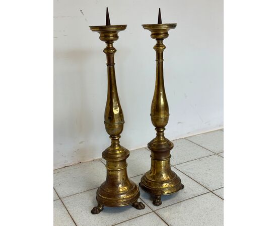 Pair of Empire candlesticks. 19th century H 63 cm