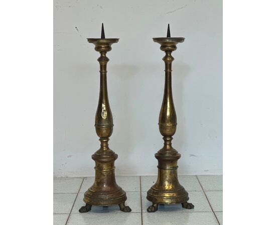 Pair of Empire candlesticks. 19th century H 63 cm