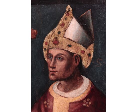 Painting on Wood: St. Claudius Bishop, 15th Century