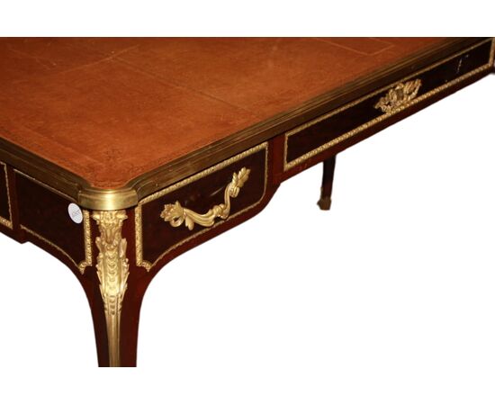 French desk, François Linke school, Louis XV style in mahogany wood