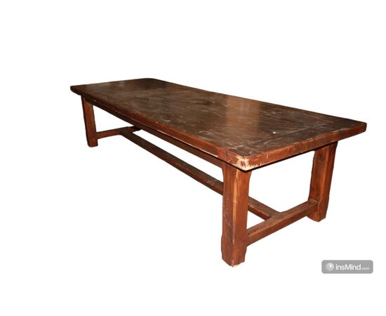 Large Rustic Walnut Wood Table from the Early 1900s