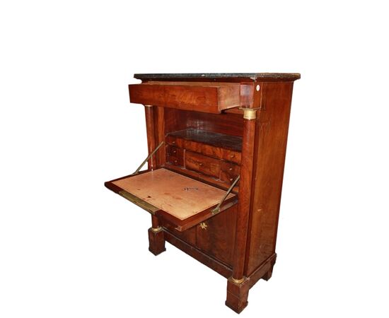 19th century Empire style mahogany feather secretaire with doors