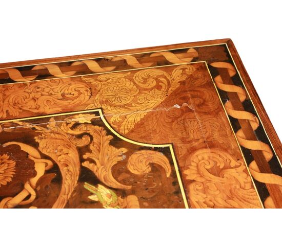 Precious Italian Living Room Table from the 1800s, richly inlaid