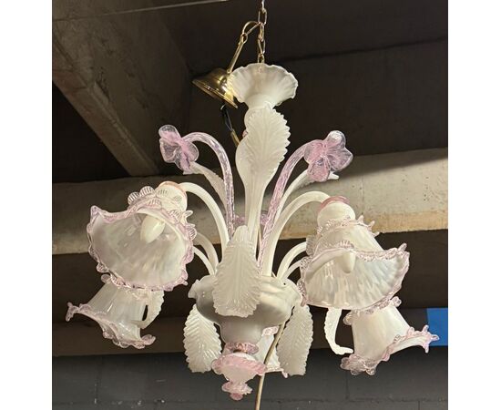 LAMP248 - Elegante lampadario in vetro di Murano, epoca '8/'900, misure diametro cm 80 x H 90