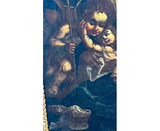 Painting “Holy Family”, oil on panel - 19th CENT.