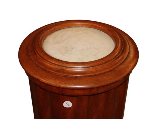 1800s French Column Bedside Table with Marble