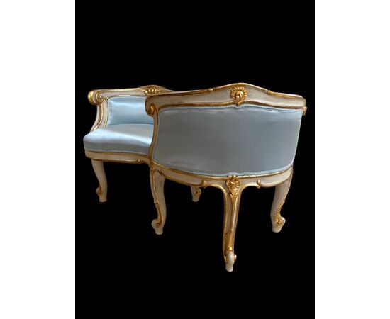 Lacquered and gilded small sofa