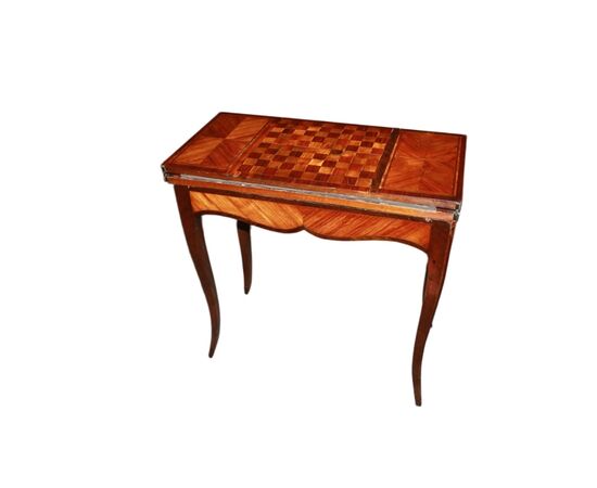 Early 1800s French Louis XV style game table with inlaid chessboard
