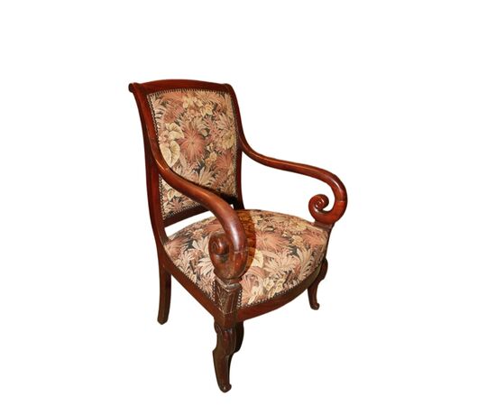 French Directoire Style Armchair from the 1800s with Sanderson floral fabric