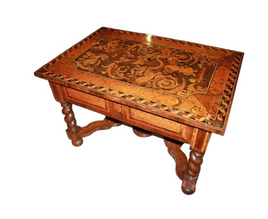 Precious Italian Living Room Table from the 1800s, richly inlaid
