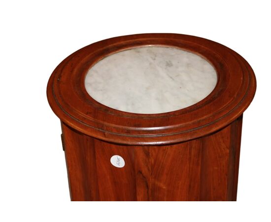 French 1800s Mahogany Column Bedside Cabinet with Marble
