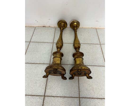 Pair of Empire candlesticks. 19th century H 63 cm
