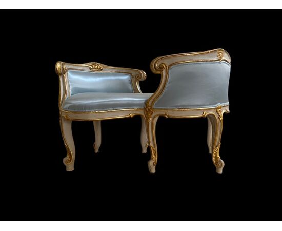 Lacquered and gilded small sofa