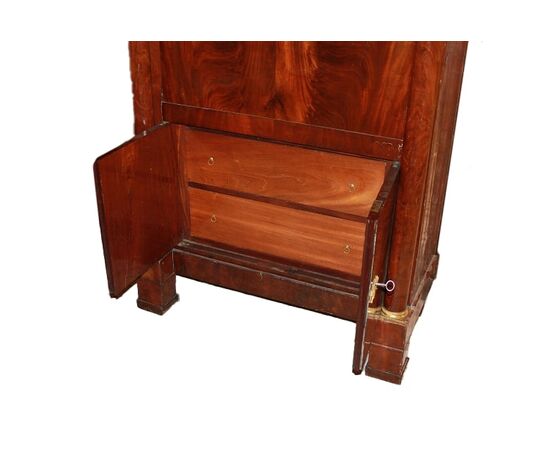 19th century Empire style mahogany feather secretaire with doors