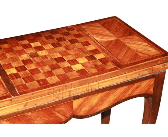 Early 1800s French Louis XV style game table with inlaid chessboard