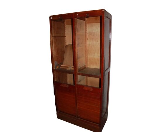 Early 1900s Office Cabinet with Rolling Shutters for Document Storage