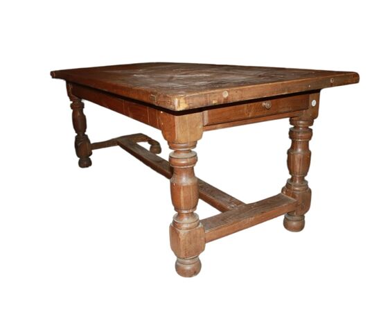 Large rustic French walnut table from the early 1900s