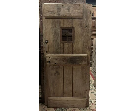 PTIR478 - Antique rustic walnut wood door, 19th century, dimensions cm W 79 x H 193
