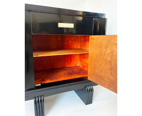 Pair of Art Deco 1930 bedside tables - black lacquered