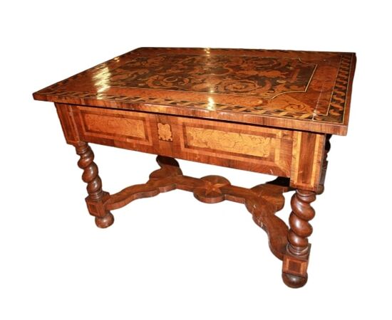 Precious Italian Living Room Table from the 1800s, richly inlaid