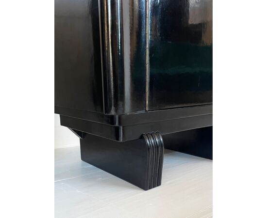 Pair of Art Deco 1930 bedside tables - black lacquered