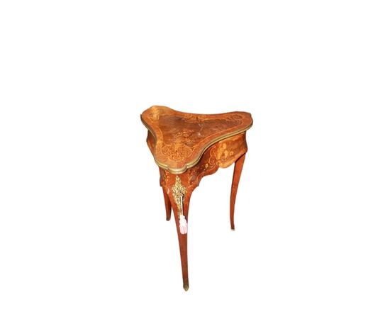 Inlaid Louis XV style triangular table from the 1800s