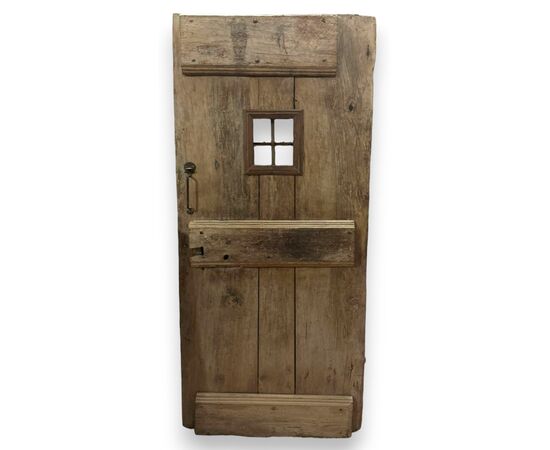 PTIR478 - Antique rustic walnut wood door, 19th century, dimensions cm W 79 x H 193