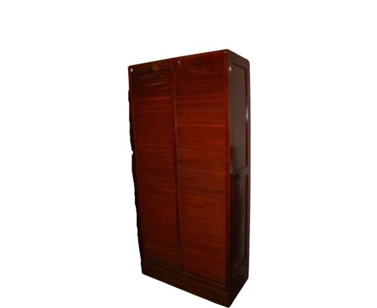 Early 1900s Office Cabinet with Rolling Shutters for Document Storage