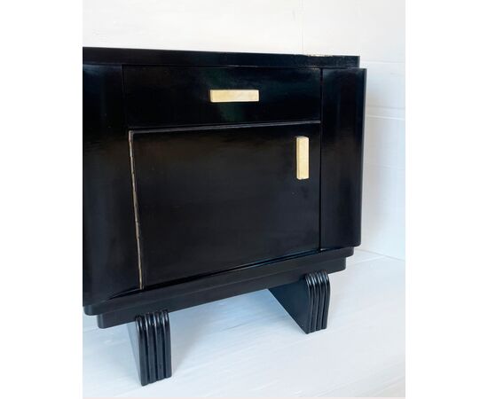 Pair of Art Deco 1930 bedside tables - black lacquered